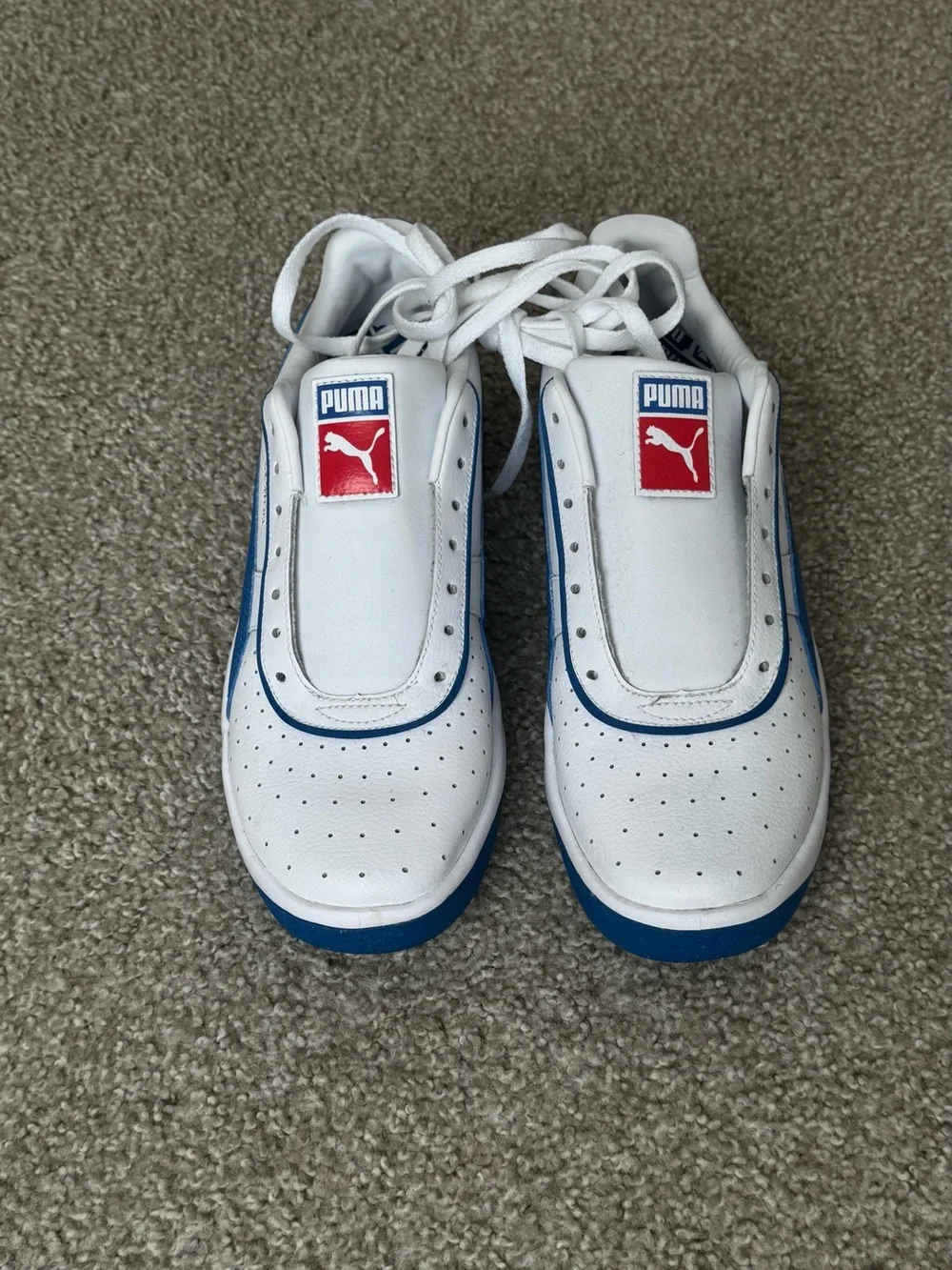 Puma GV Special White and Blue Leather Sneakers